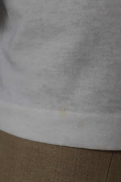 Vintage 1980s cropped t shirt - white neon - surf sportswear - 43" chest