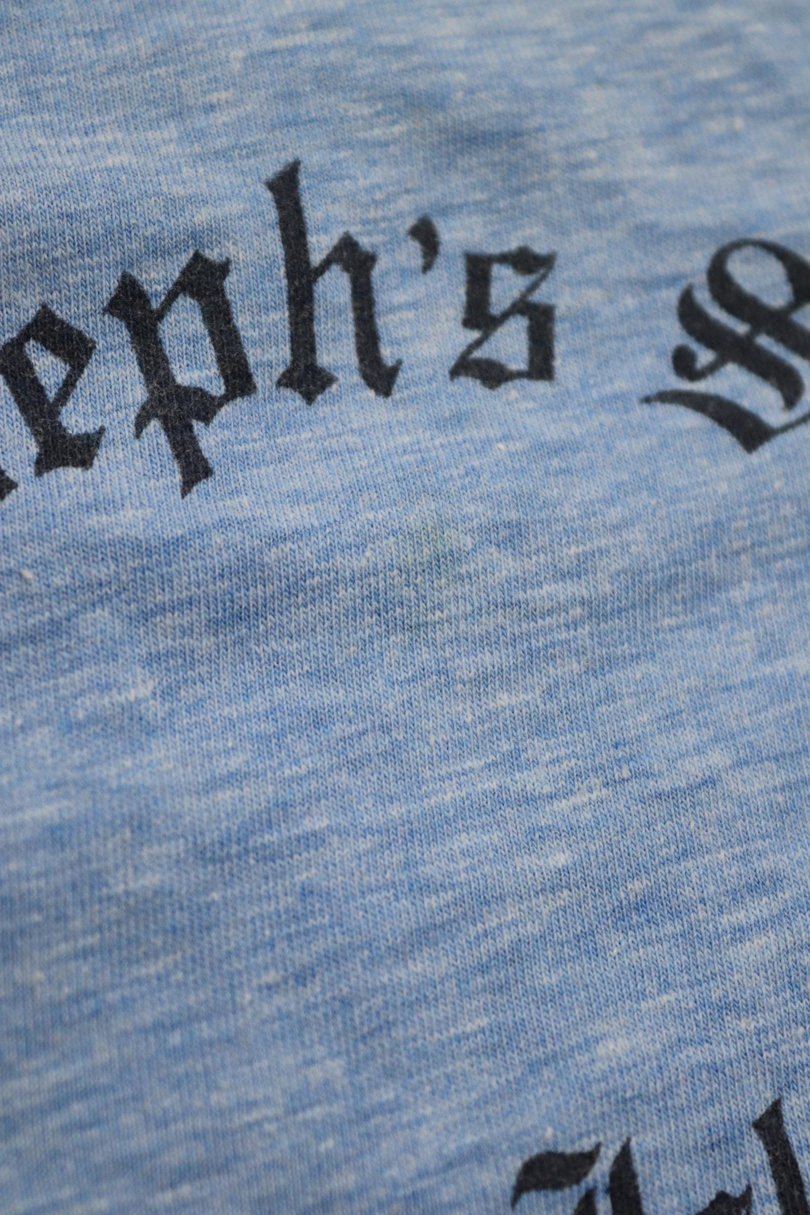 Vintage 1980s 80s blue heather marl poly cotton kids school sports sportswear t shirt 30” chest