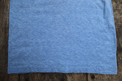 Vintage 1980s 80s blue heather marl poly cotton kids school sports sportswear t shirt 30” chest