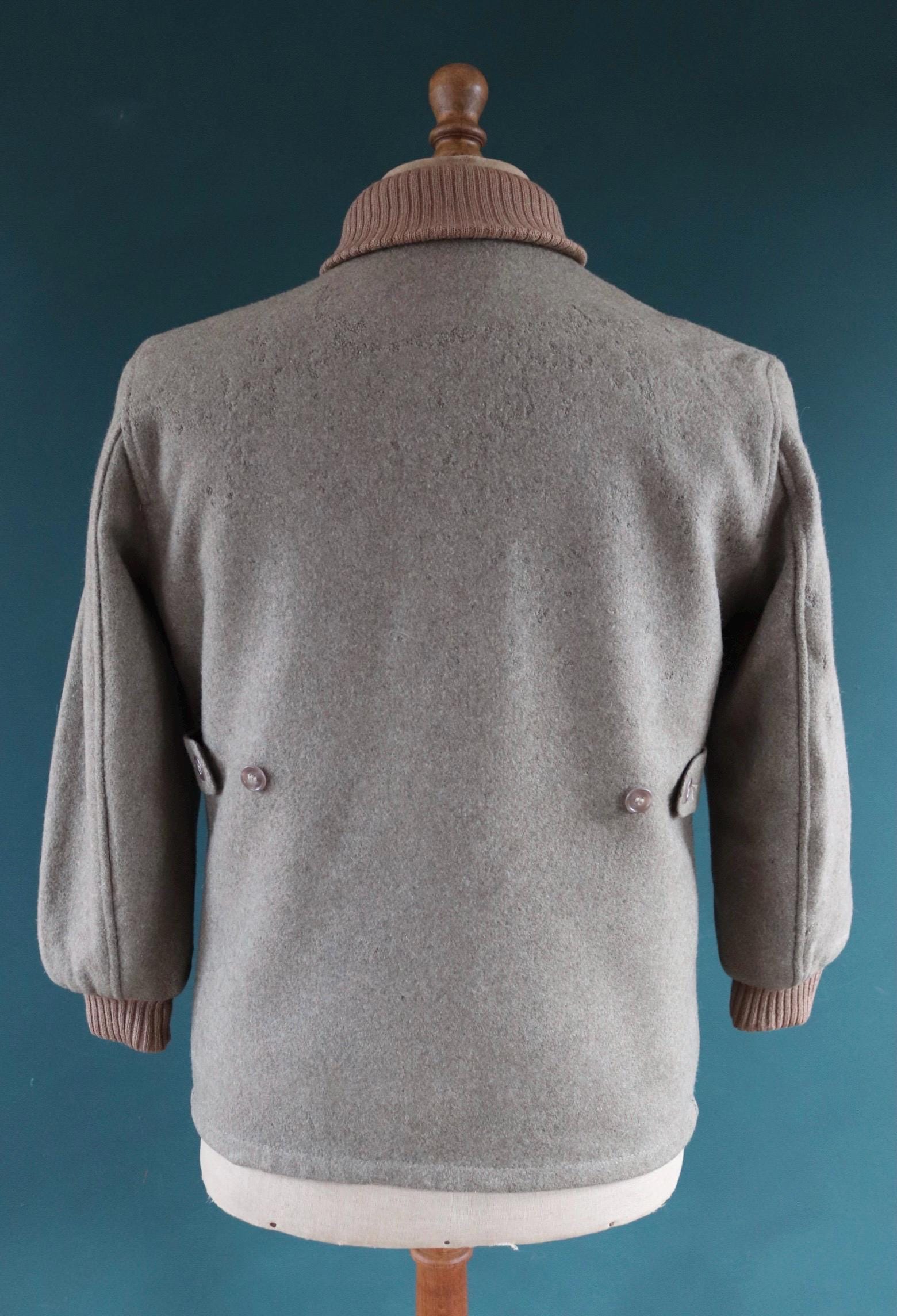 Vintage Lakeland Clicker coat jacket 1950s 1960s grey wool car 40” chest rockabilly shawl collar Talon zipper Union Made hot rod
