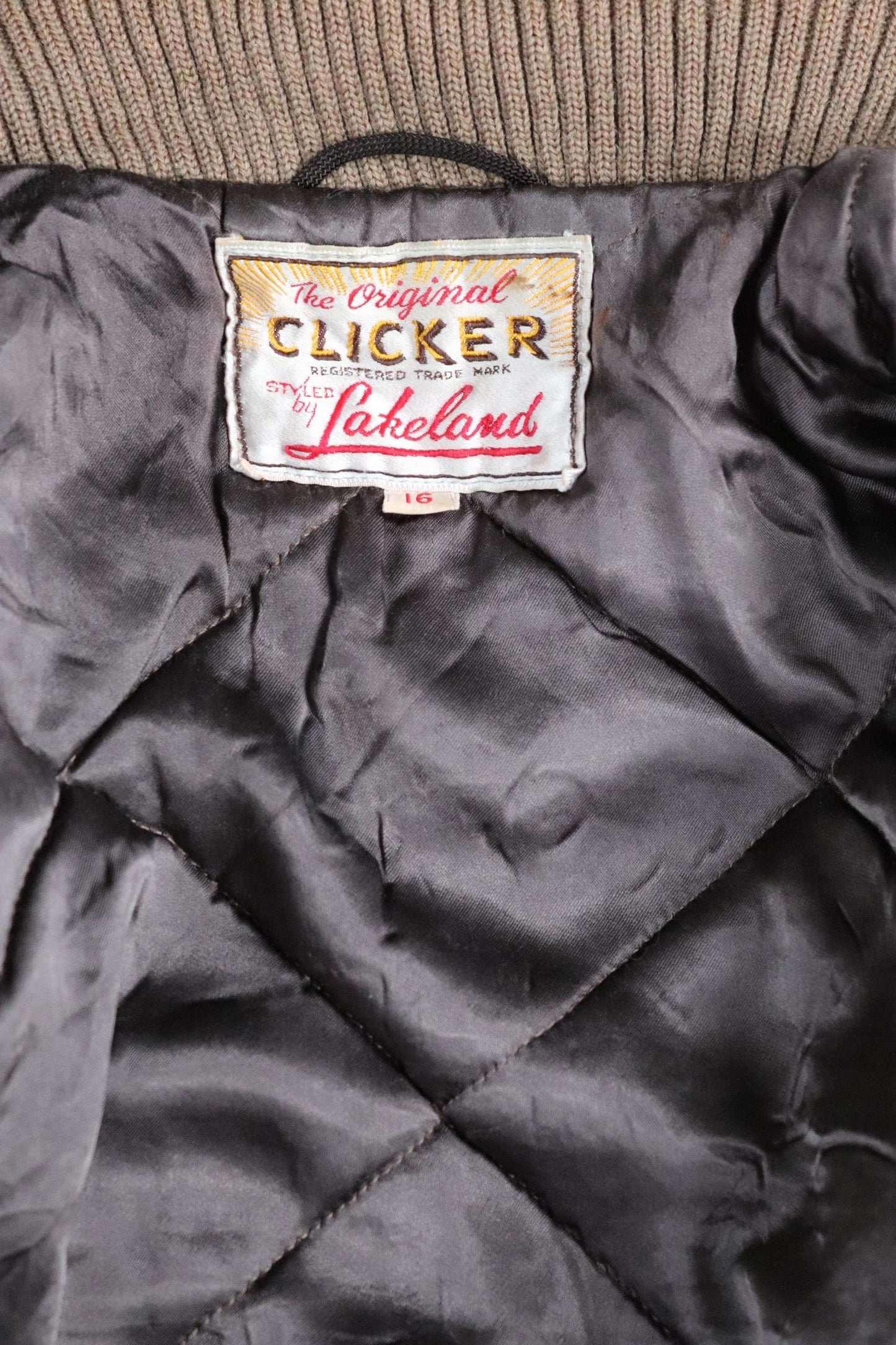 Vintage Lakeland Clicker coat jacket 1950s 1960s grey wool car 40” chest rockabilly shawl collar Talon zipper Union Made hot rod