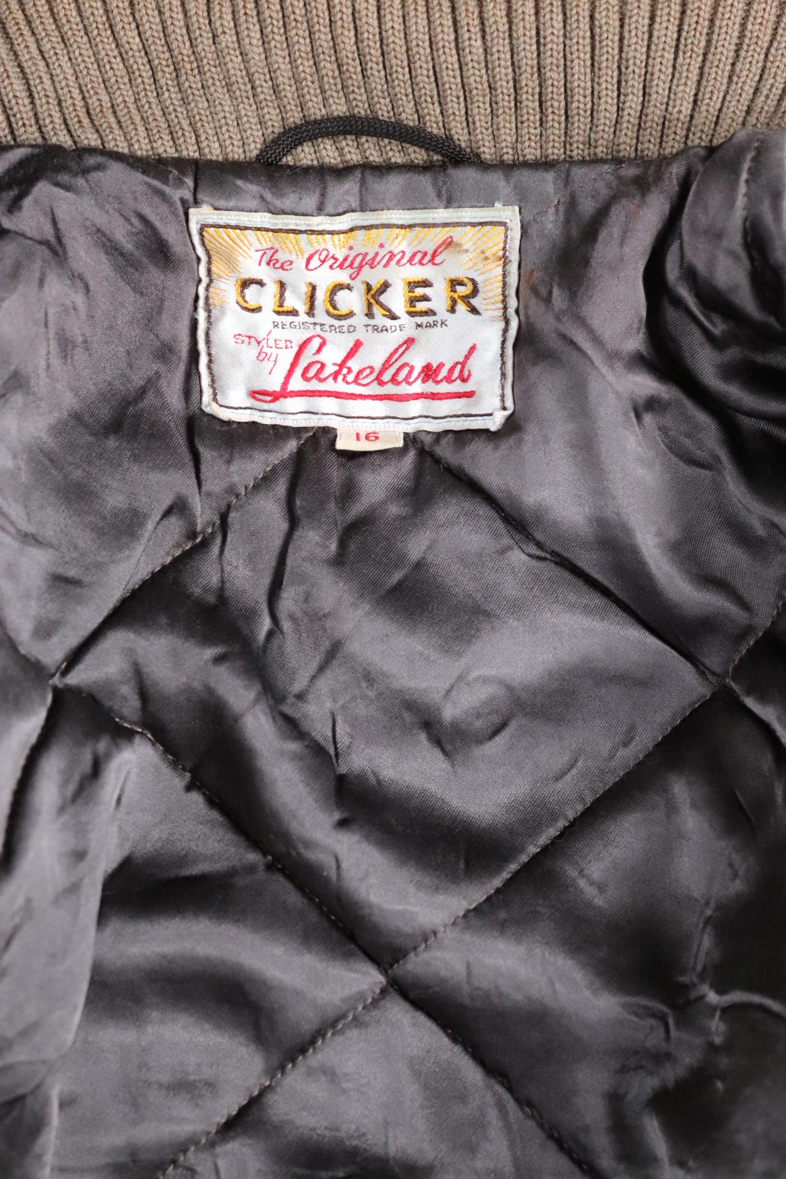Vintage Lakeland Clicker coat jacket 1950s 1960s grey wool car 40” chest rockabilly shawl collar Talon zipper Union Made hot rod