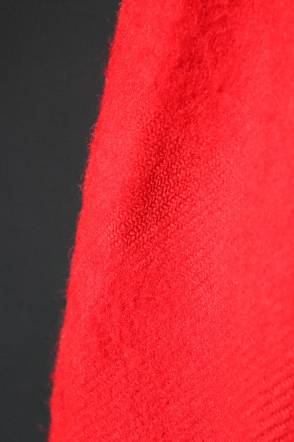Vintage 1940s 40s 1950s 50s Hudsons Bay red black stripe wool winter mackinaw coat jacket belted double breasted Canada 48" 4 point blanket