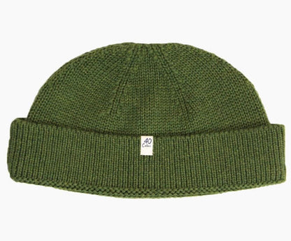 40 Colori 100% merino wool fisherman’s beanie hat watch cap olive green made in Italy