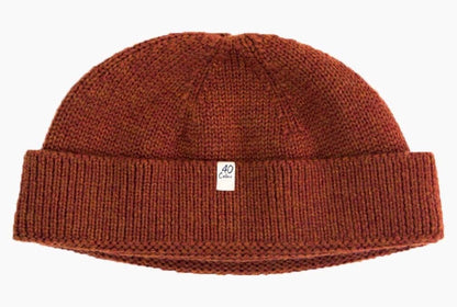 40 Colori 100% merino wool fisherman’s beanie hat watch cap rust brown made in Italy