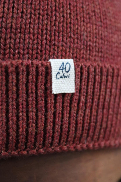 40 Colori 100% merino wool fisherman’s beanie hat watch cap rust brown made in Italy