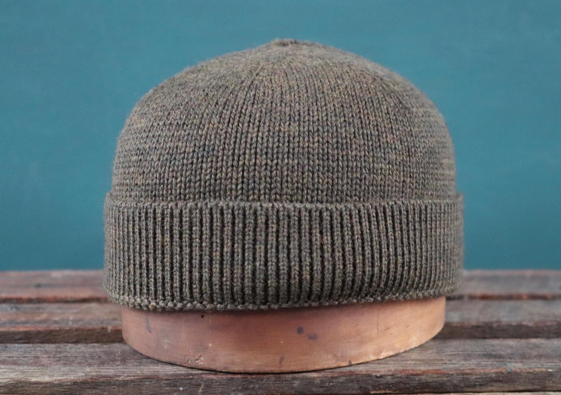 40 Colori 100% merino wool fisherman’s beanie hat watch cap dark army green made in Italy