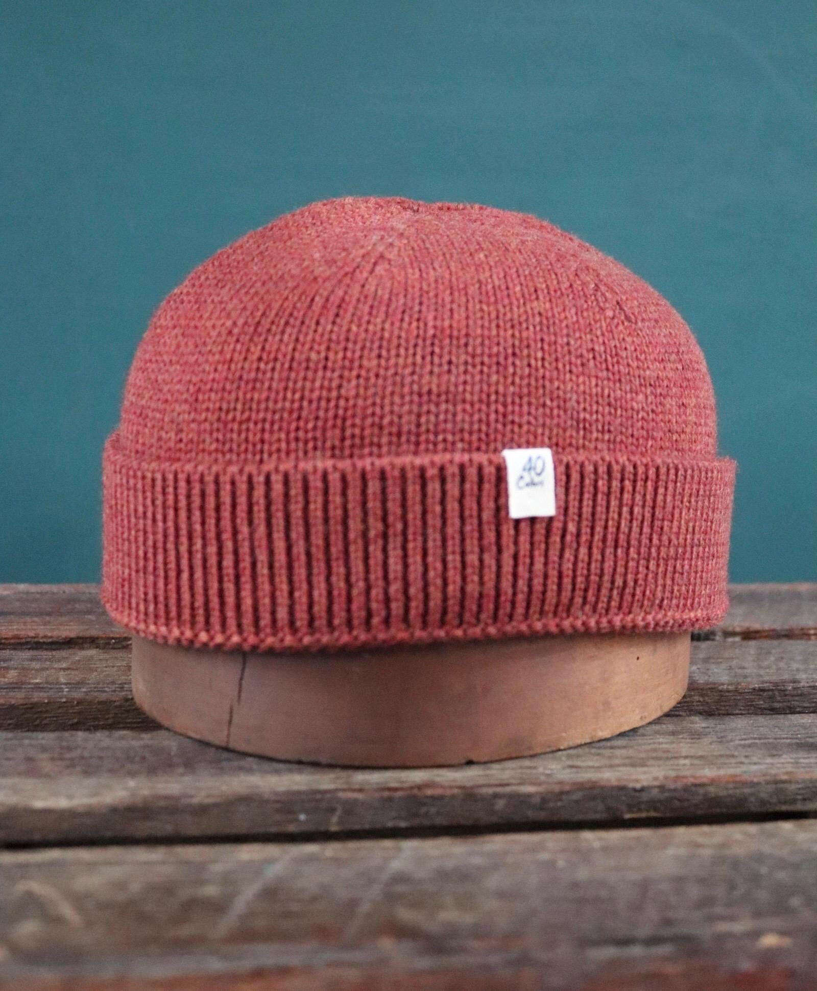 40 Colori 100% merino wool fisherman’s beanie hat watch cap rust brown made in Italy