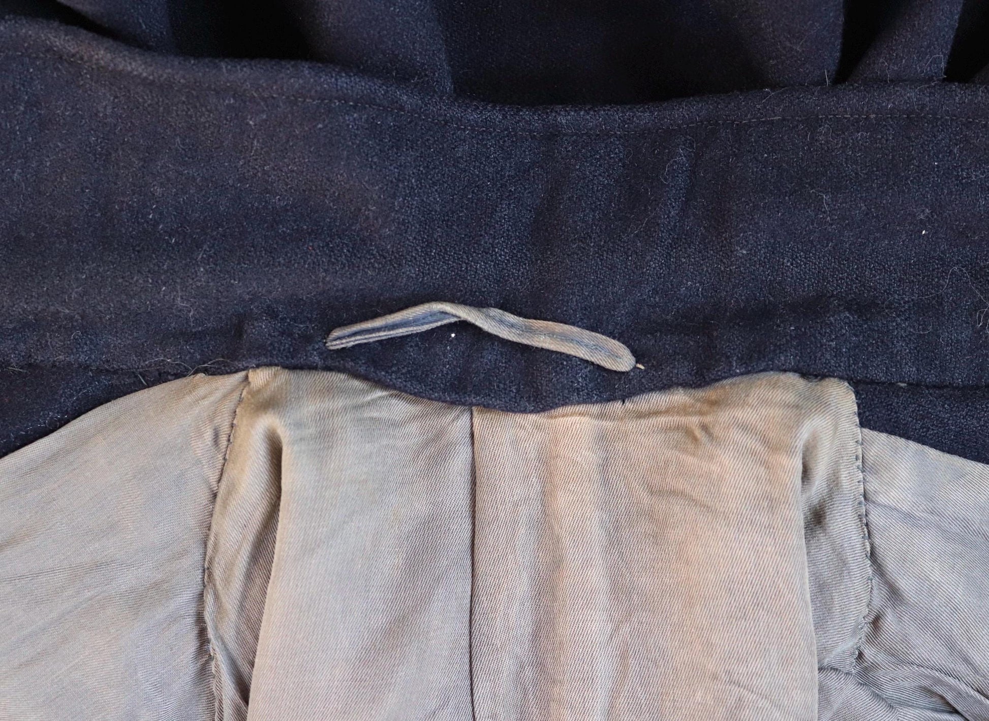 Vintage 1930s 30s indigo blue wool blouson ski jacket 38" chest action back Opti grommet zipper