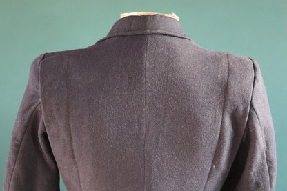 Vintage 1930s 30s indigo blue wool blouson ski jacket 38" chest action back Opti grommet zipper
