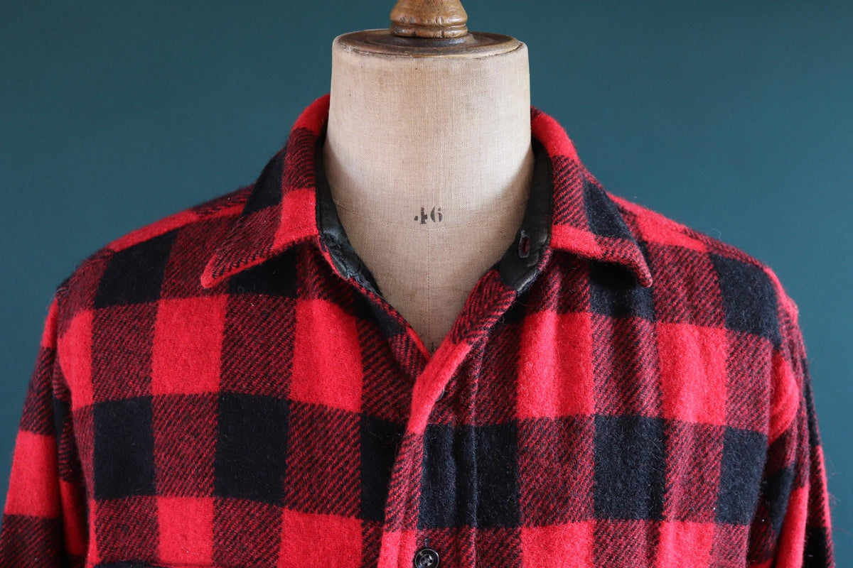 Vintage 1960s buffalo plaid wool workwear shirt - Penneys Towncraft - 51" Chest