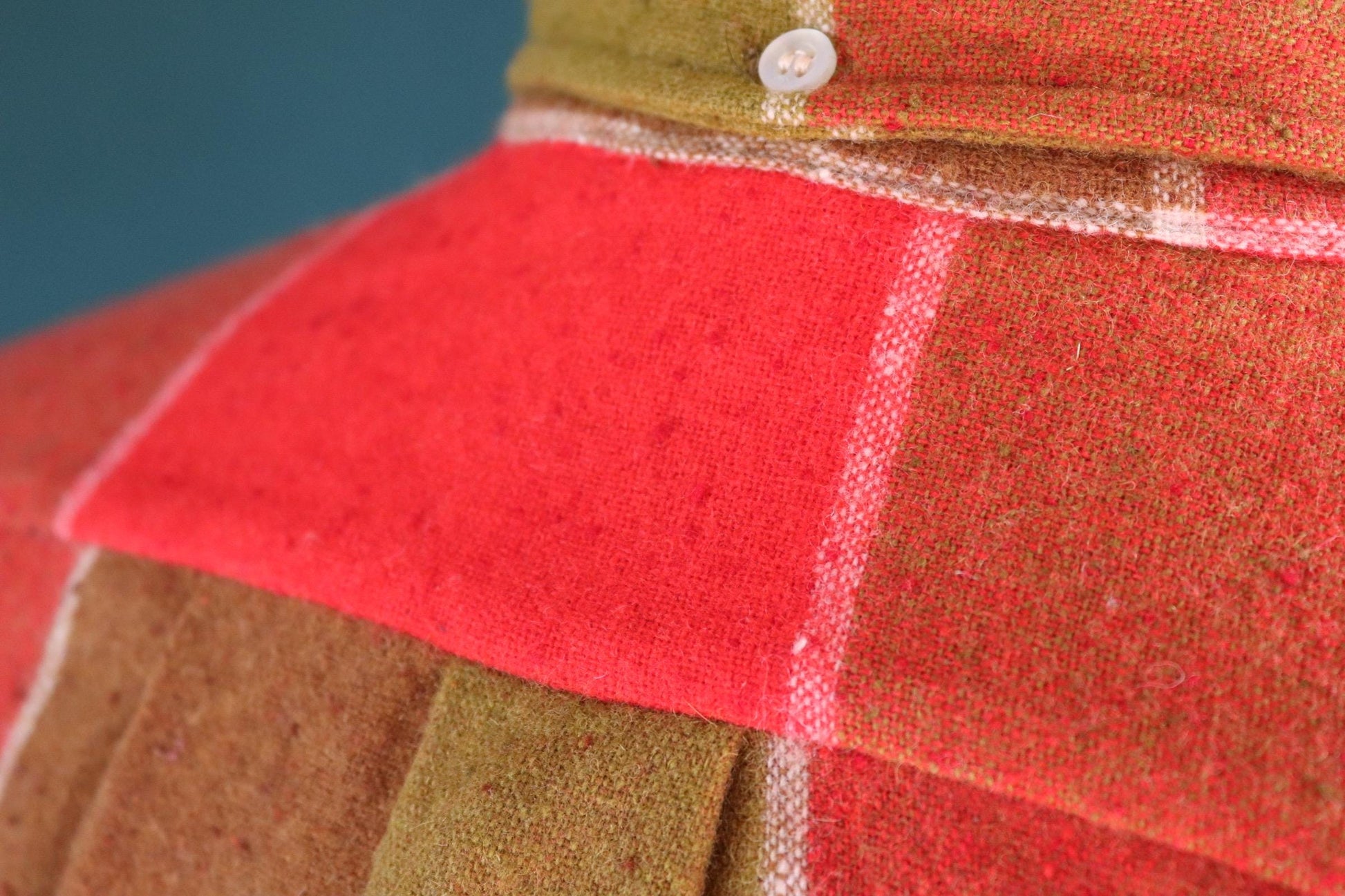 Vintage 1970s Kennington California shirt - Ivy style - mustard red windowpane check - 47" chest