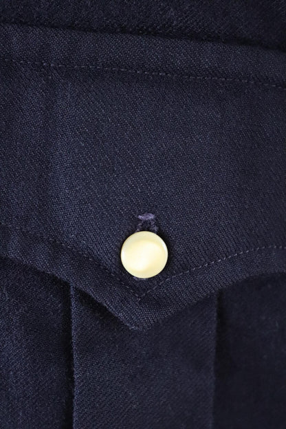 Vintage 1960s 60s Duke’s of Houston Texas plain navy blue wool gabardine Western cowboy shirt 50" chest rockabilly country