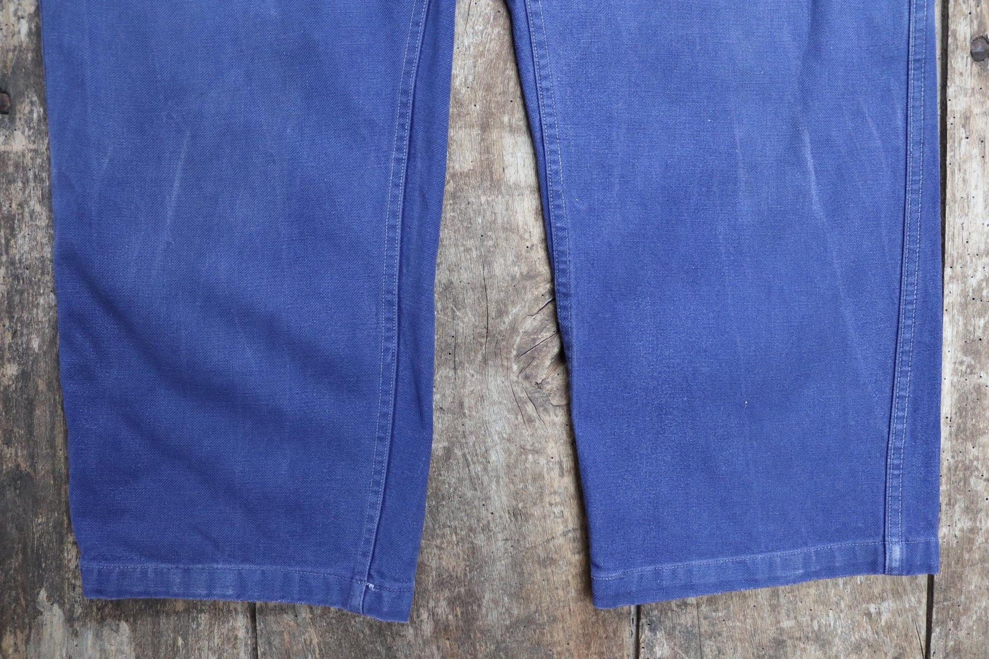Vintage French workwear trousers pants indigo cotton twill 1940s 1950s work chore 32” x 27”