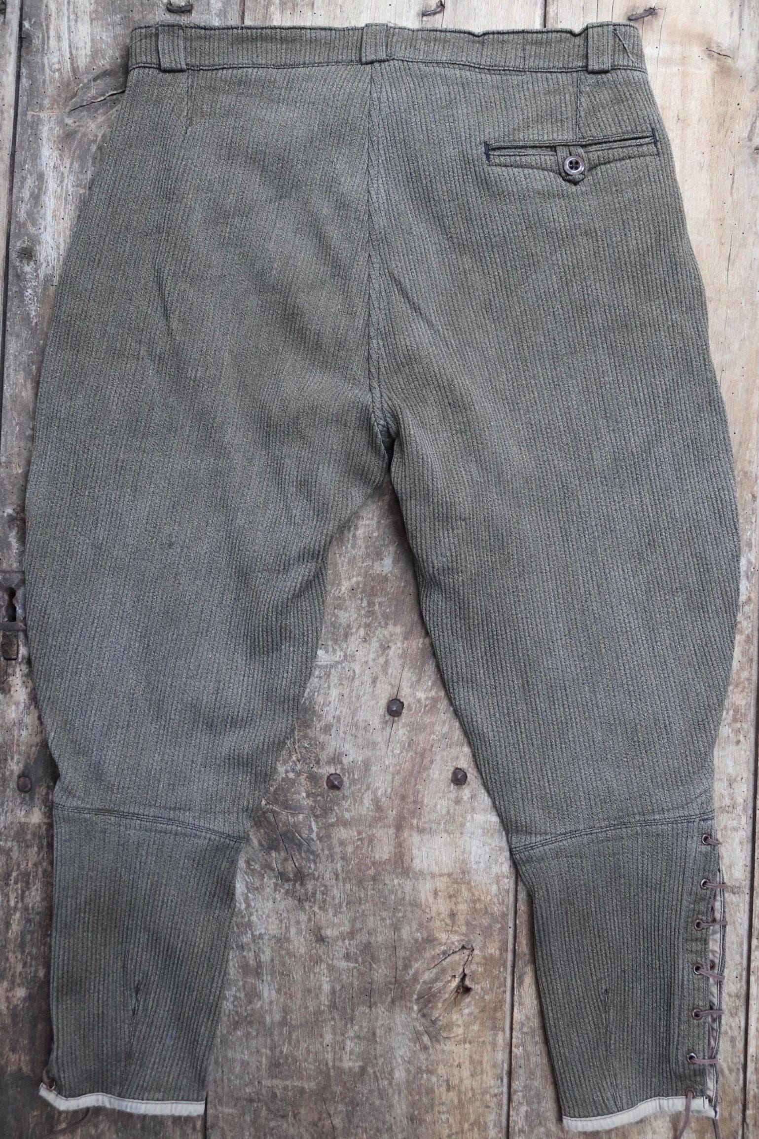 Vintage French workwear trousers pants Mont St Michel brown corduroy hunting riding breeches 32” x 23” jodhpurs 1940s 1950s