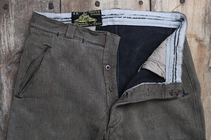 Vintage French workwear trousers pants Mont St Michel brown corduroy hunting riding breeches 32” x 23” jodhpurs 1940s 1950s