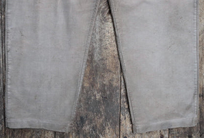 Vintage French workwear overalls - 1950s brown moleskin dungarees - patched repaired darned - 42” x 30”