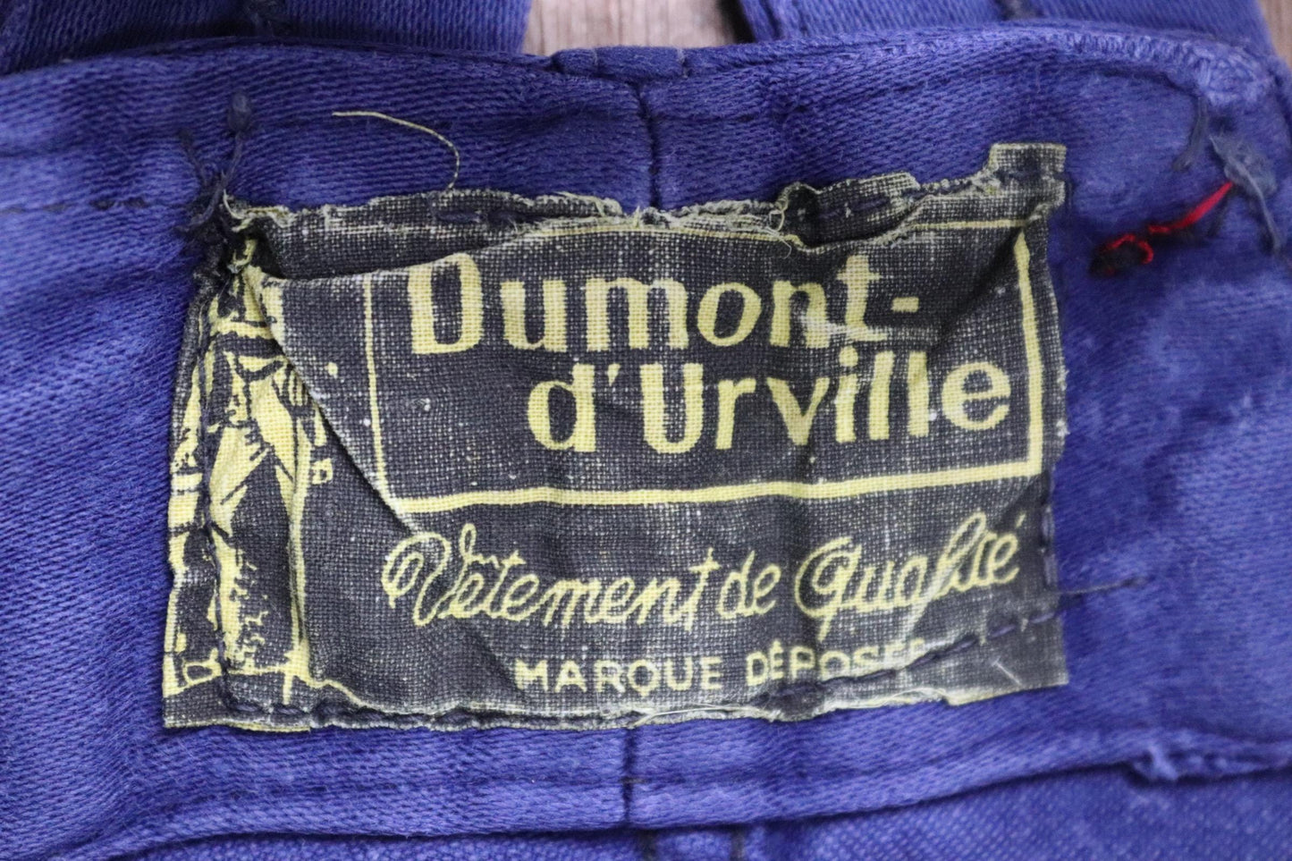Vintage French workwear overalls dungarees moleskin work chore bib brace 39” x 28” bleu de travail repaired darned 1960s
