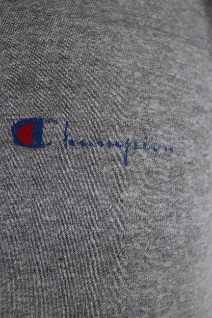 Vintage 1980s 80s Champion 50/50 cotton rayon grey heather marl t shirt 37” chest sports sportswear made in USA