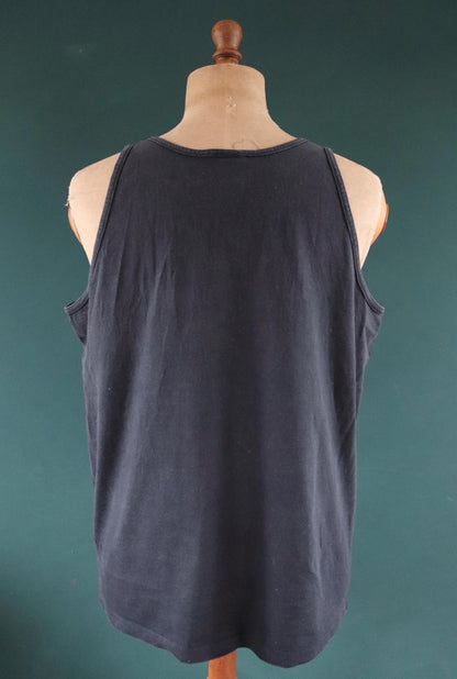 Vintage 1990s 90s Oneita faded black neon Wyoming tourist souvenir vest singlet t shirt 44” chest