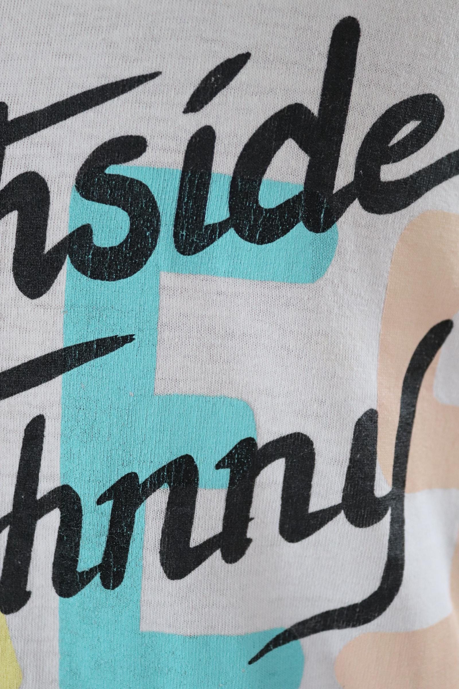 Vintage 1980s 1990s t shirt - neon and white vest - Southside Johnny print - cotton sportswear singlet - 38” chest