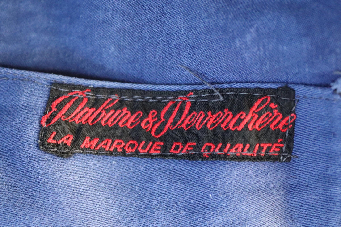 Vintage French workwear jacket blue moleskin work chore faded 41” chest bleu de travail 1940s 1950s