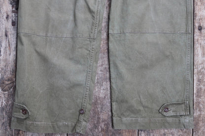 Vintage French military workwear trousers - 1940s 50s cargo pants - M47 army overalls - khaki green cotton - 37” x 29”