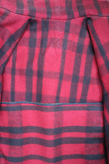 Vintage 1930s 30s 1940s 40s red black plaid JC Penney buffalo plaid wool hunting mackinaw jacket 45” chest workwear work chore logger