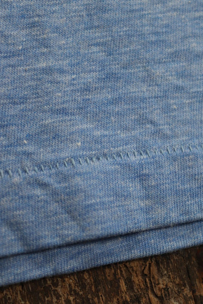 Vintage 1980s 80s blue heather marl poly cotton kids school sports sportswear t shirt 30” chest