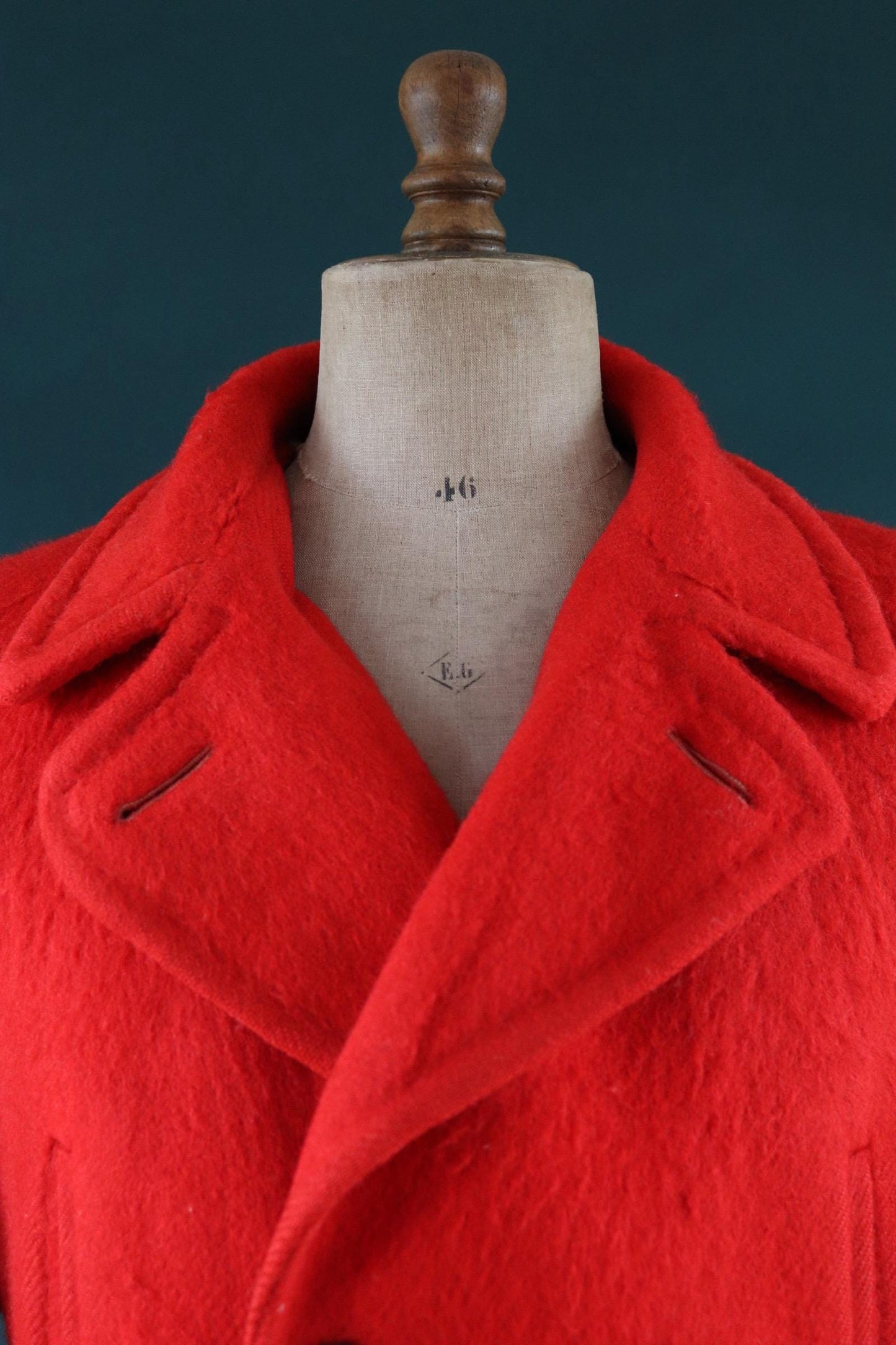 Vintage 1940s 50s Hudsons Bay wool coat - 4 point blanket mackinaw - belted double breasted jacket - made in Canada - 48" chest
