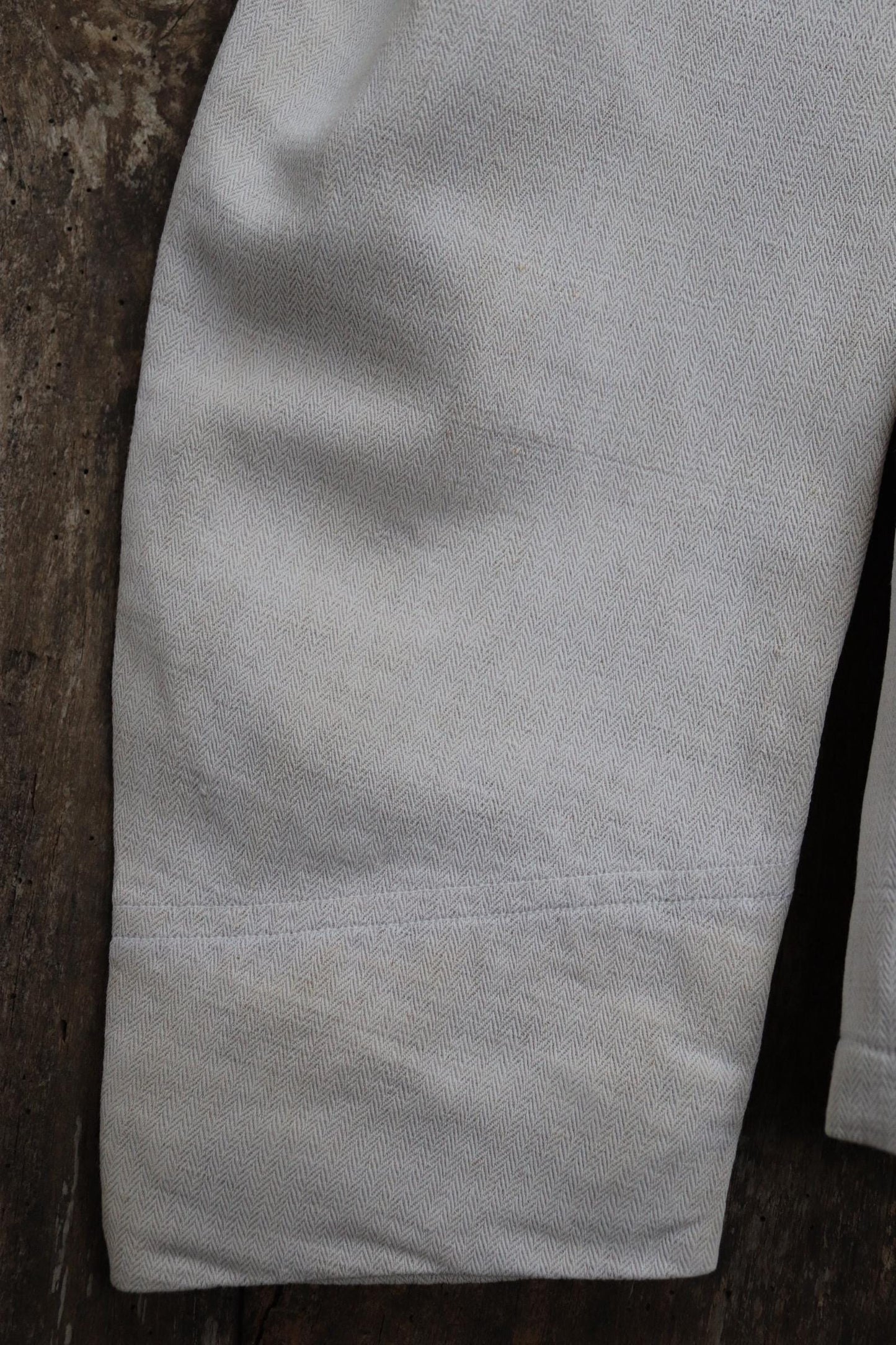 Antique WW1 French linen jacket vintage military 1910s army bourgeron work workwear 34” chest ecru white herringbone