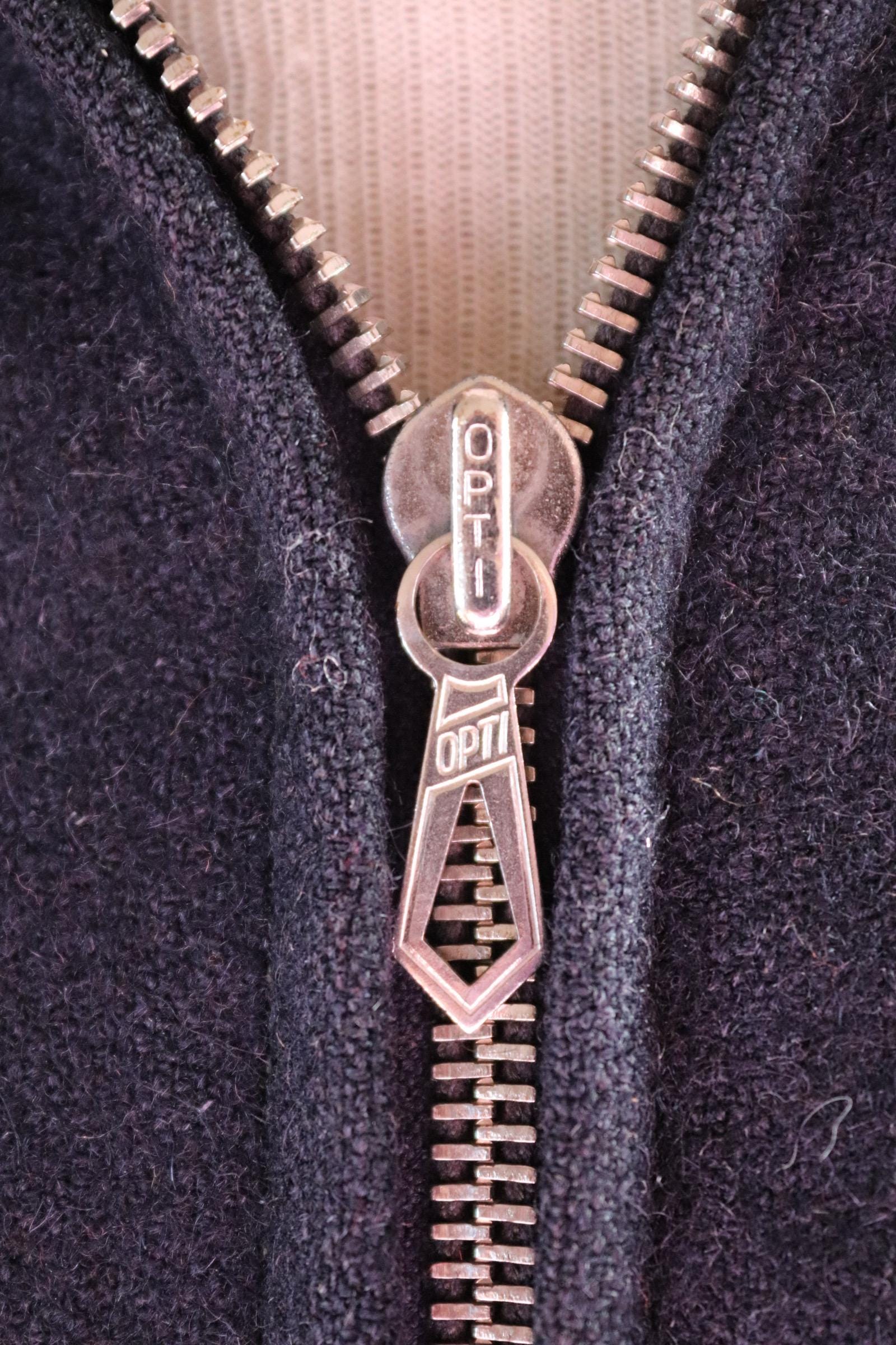 Vintage 1930s 30s indigo blue wool blouson ski jacket 38" chest action back Opti grommet zipper