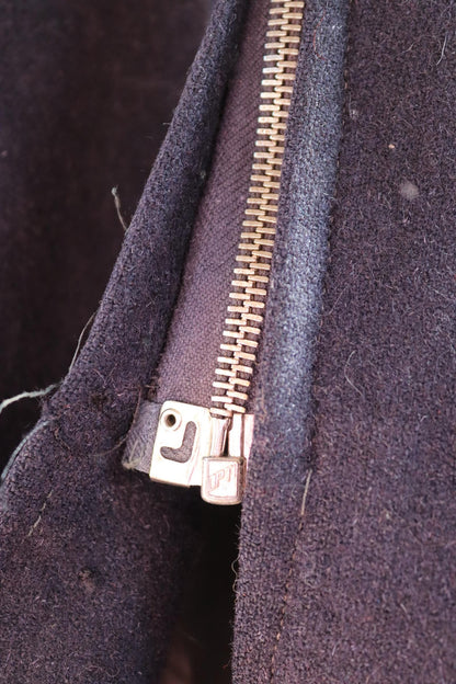Vintage 1930s 30s indigo blue wool blouson ski jacket 38" chest action back Opti grommet zipper