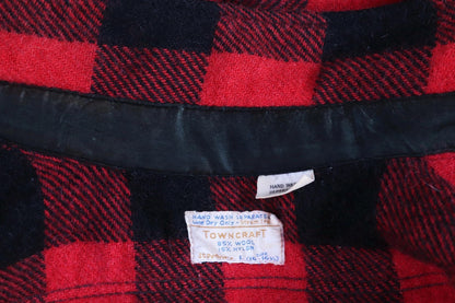 Vintage 1960s 60s 1970s 70s red black buffalo plaid thick wool shirt Penneys Towncraft 51” chest hunting camping workwear hunting logger