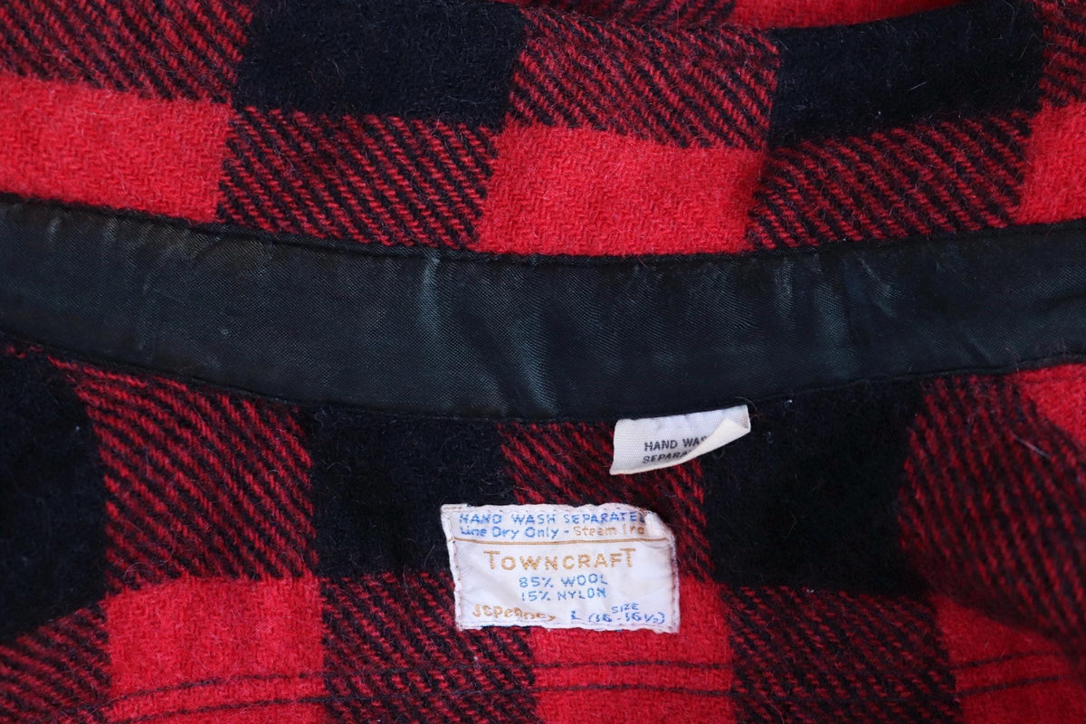 Vintage 1960s buffalo plaid wool workwear shirt - Penneys Towncraft - 51" Chest