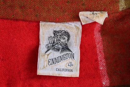 Vintage 1970s Kennington California shirt - Ivy style - mustard red windowpane check - 47" chest