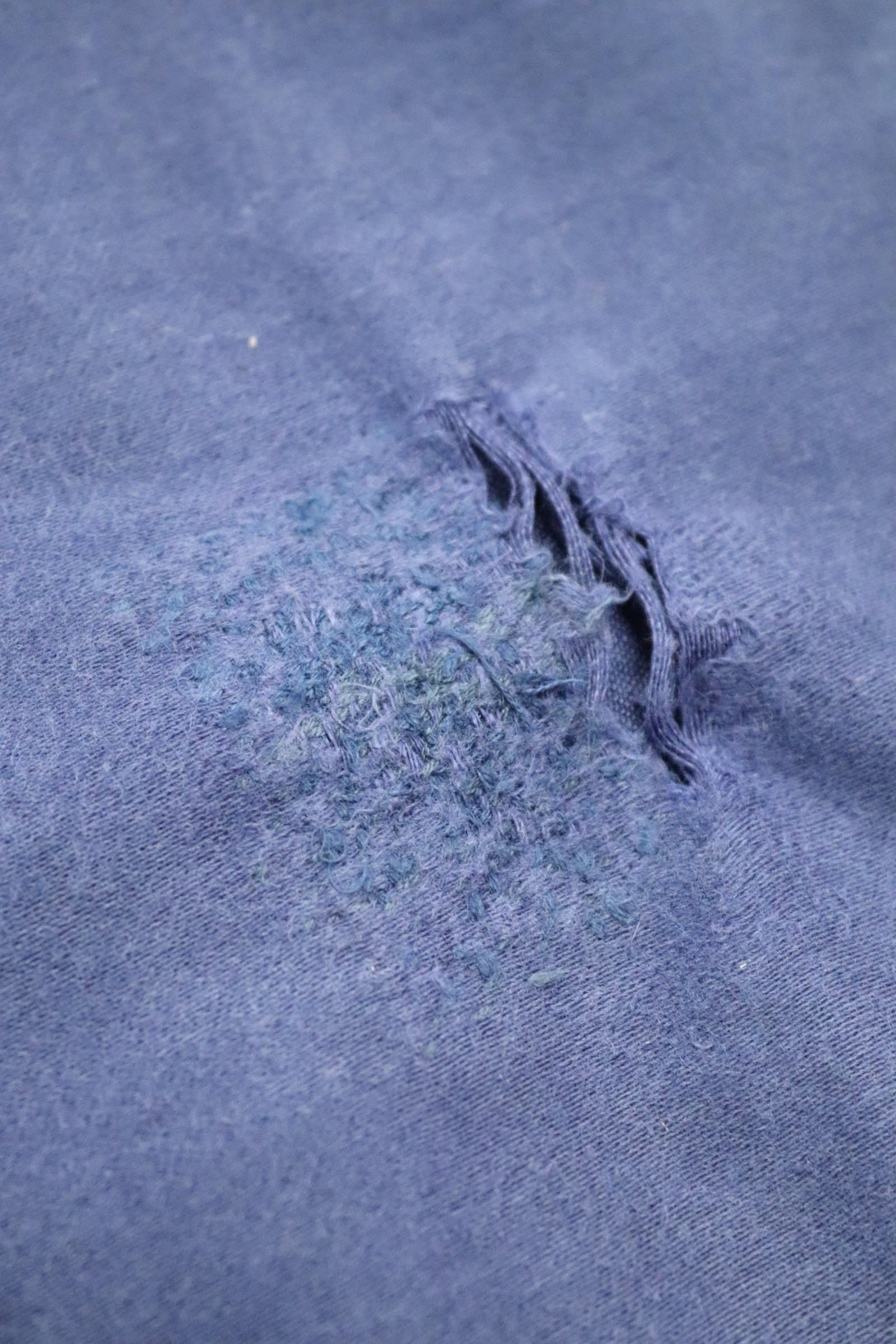 Vintage French workwear overalls - 1960s blue moleskin dungarees - 37" x 28"