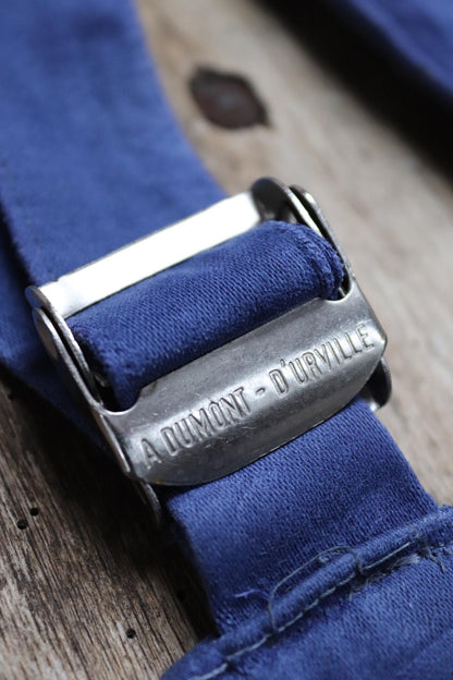 Vintage French workwear dungarees - 1960s moleskin overalls - bib and brace - 39” x 28” - bleu de travail - repaired and darned