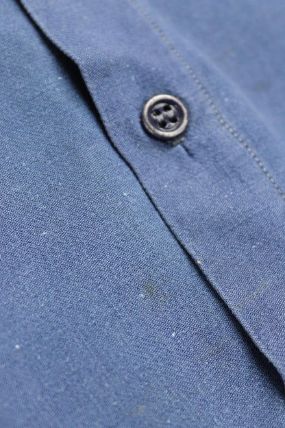 Vintage French workwear shirt 1940s indigo blue cotton work smock pop over 40” chest chore sun faded