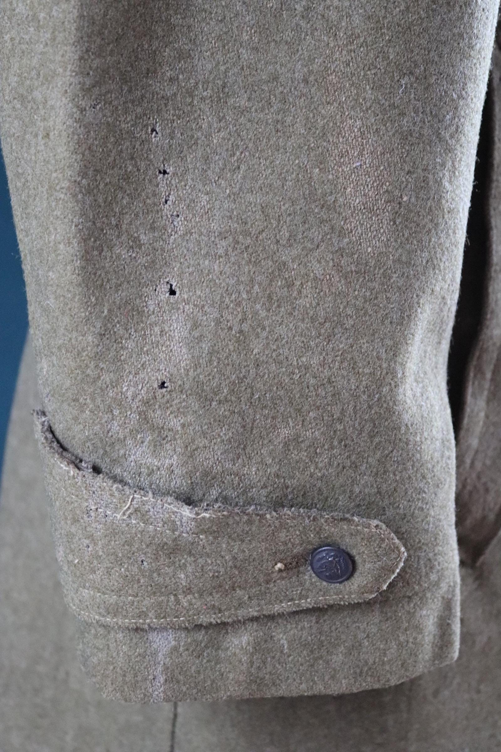 Antique 1910s WW1 wool trench coat - M1917 - antique US army - military greatcoat - doughboy overcoat - 42” chest