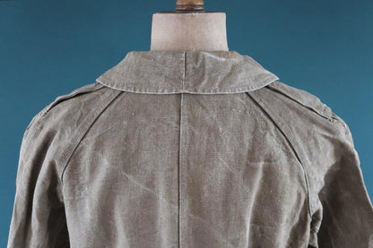 Vintage WW2 French dispatch rider coat - 1930s linen military jacket - disptach rider - M35