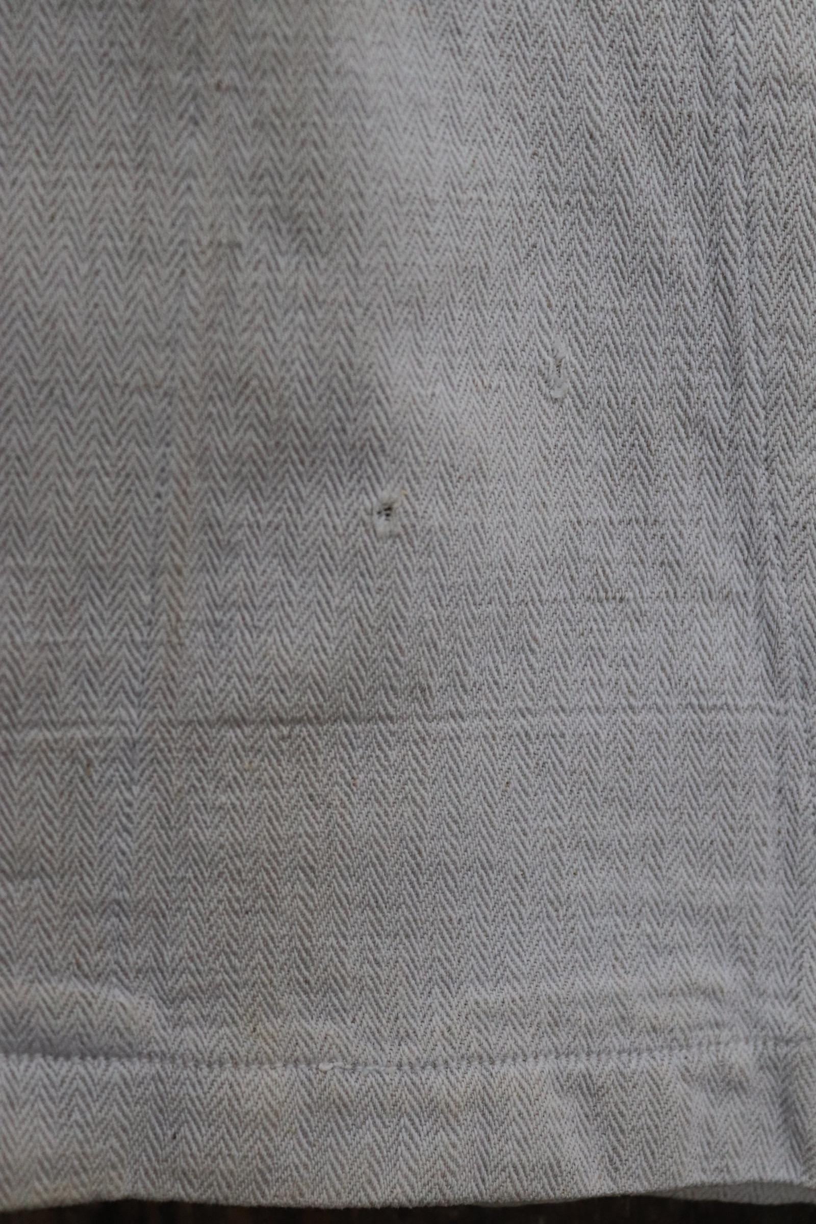 Antique WW1 French linen jacket vintage military 1910s army bourgeron work workwear 34” chest ecru white herringbone