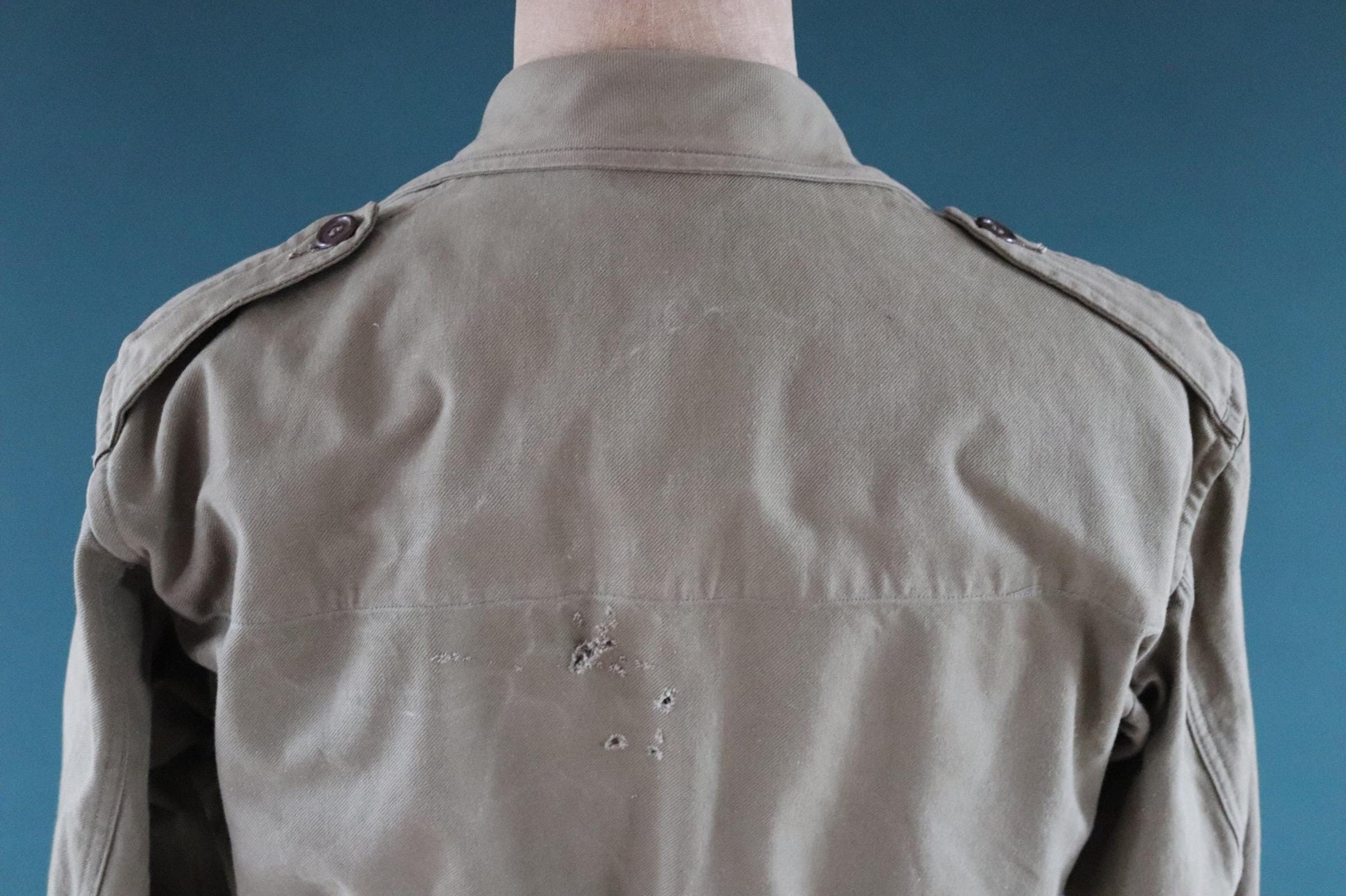 Vintage French army jacket 1950s M47 M 47 field utility military 44” chest khaki green