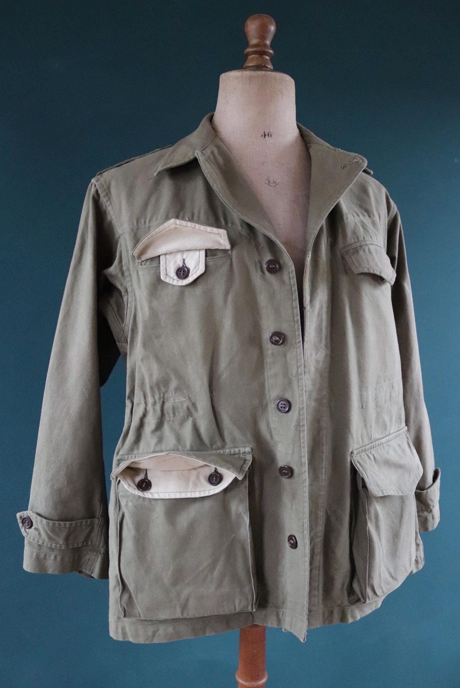 Vintage French M47 army jacket - 1950s military - 44” chest - khaki green