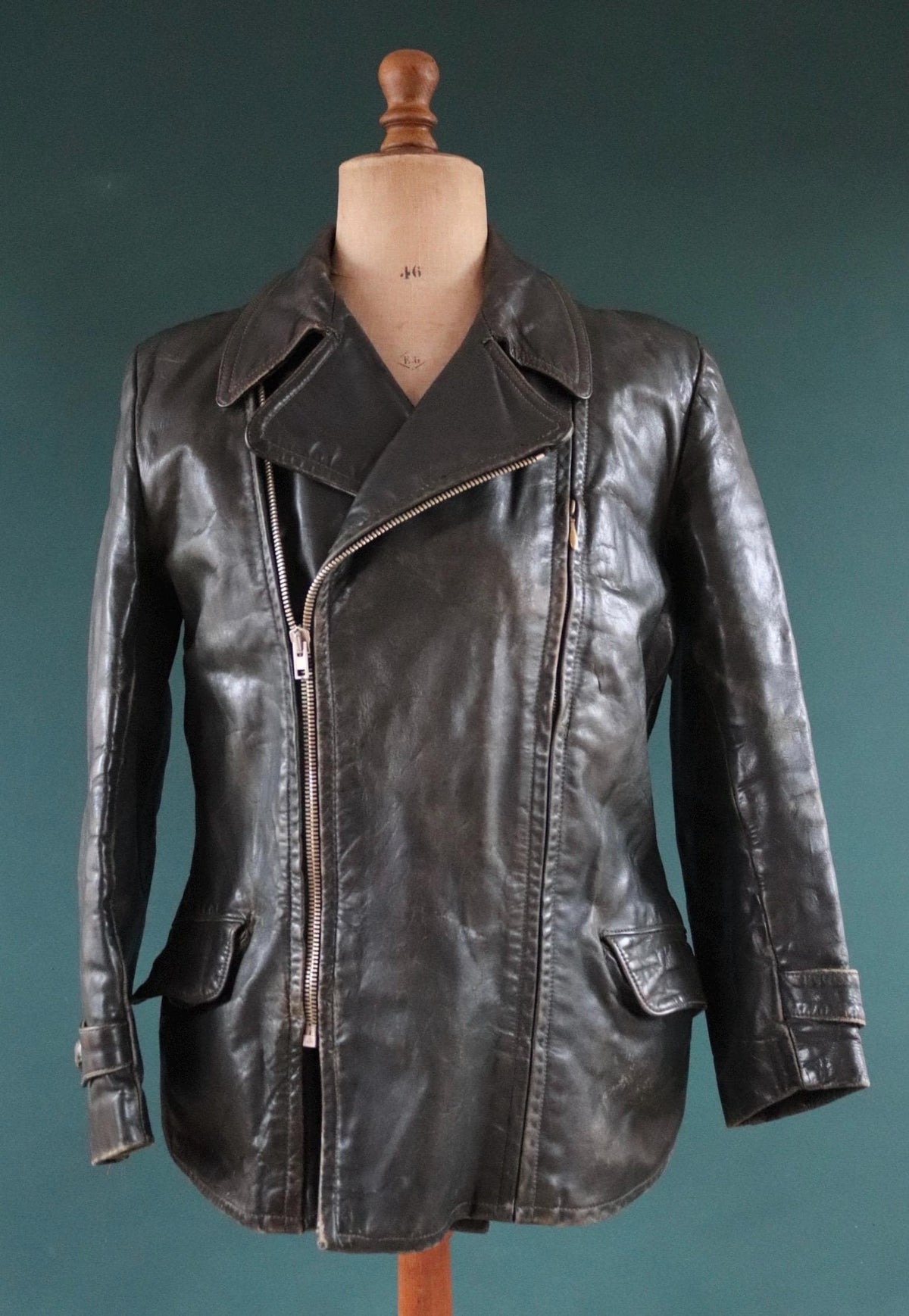Vintage 1950s German horsehide leather jacket - 42" chest