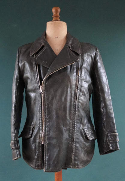 Vintage 1950s German horsehide leather jacket - 42" chest