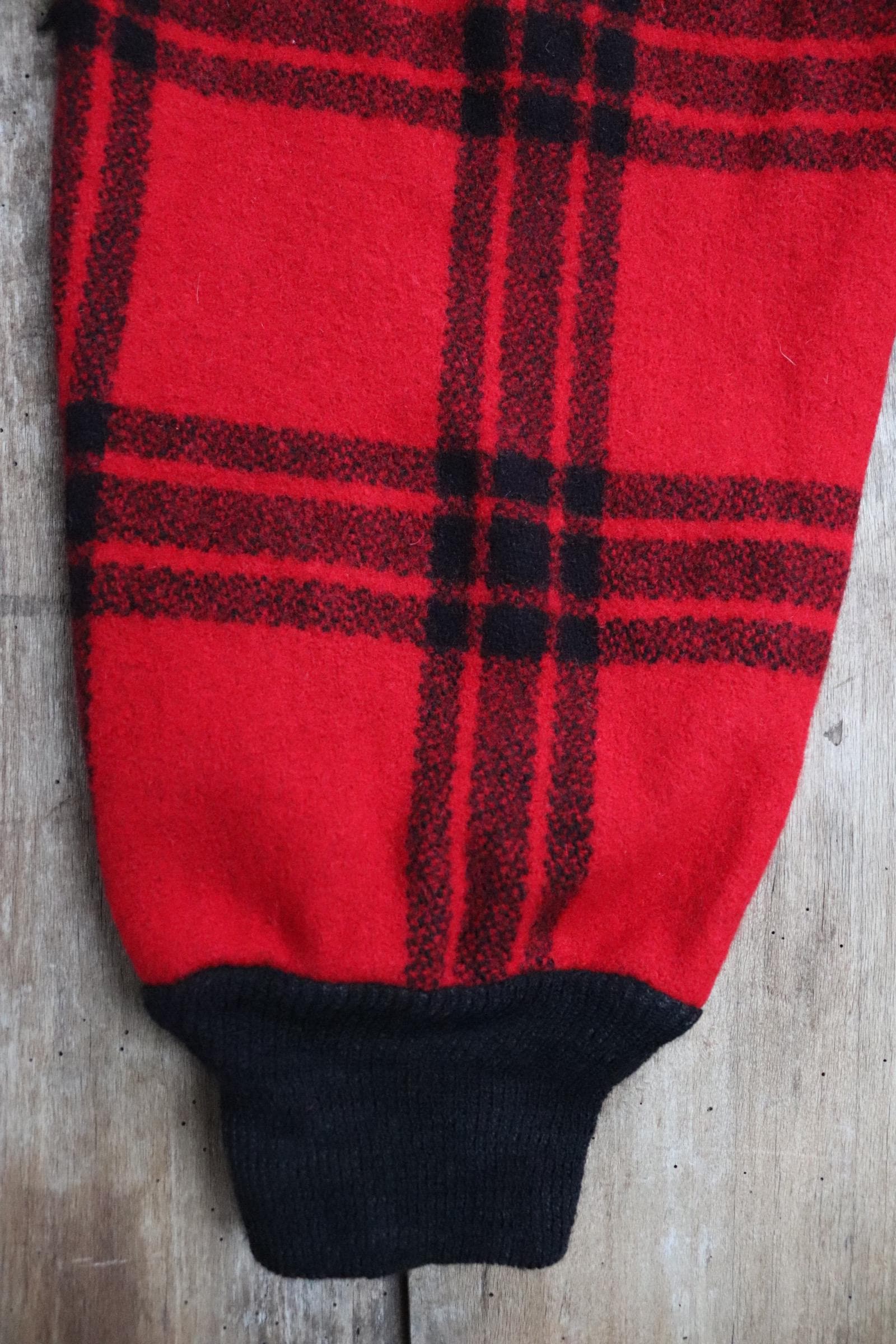 Vintage 1960s 60s JC Higgins Sears red black checked plaid wool hunting trousers breeches suspender buttons 38" x 30"