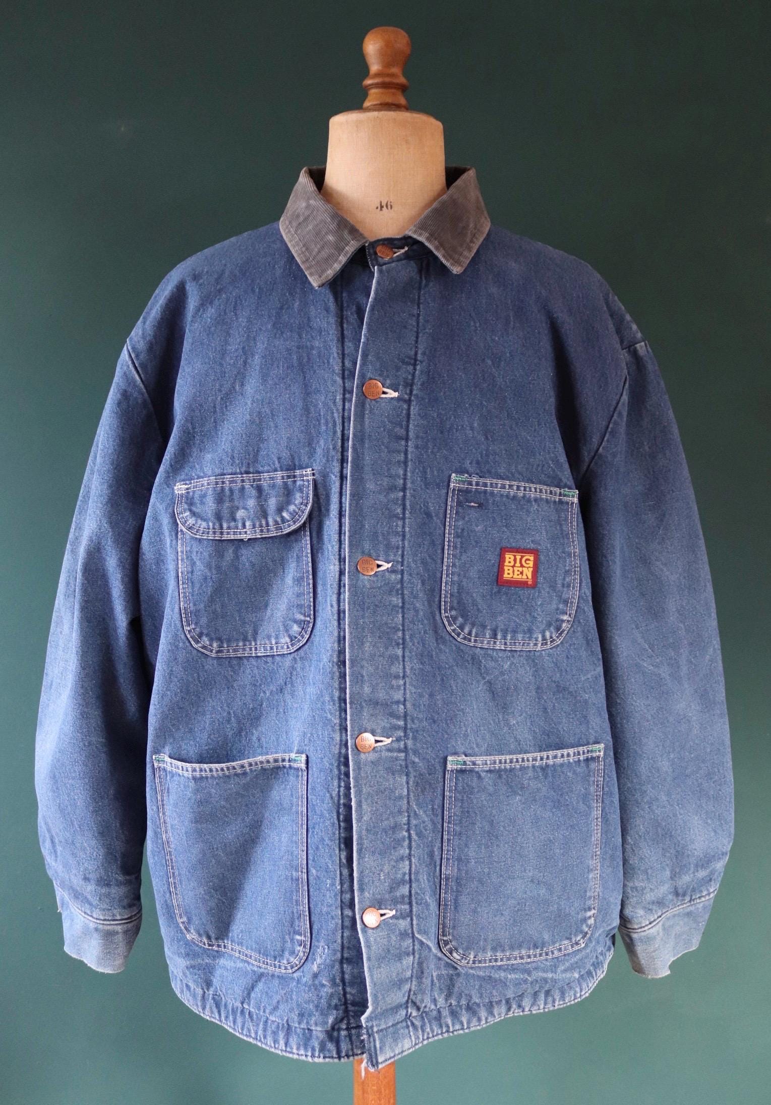 Vintage 1990s 90s Big Ben blue denim blanket lined barn chore jacket workwear work chore 56” chest insulated