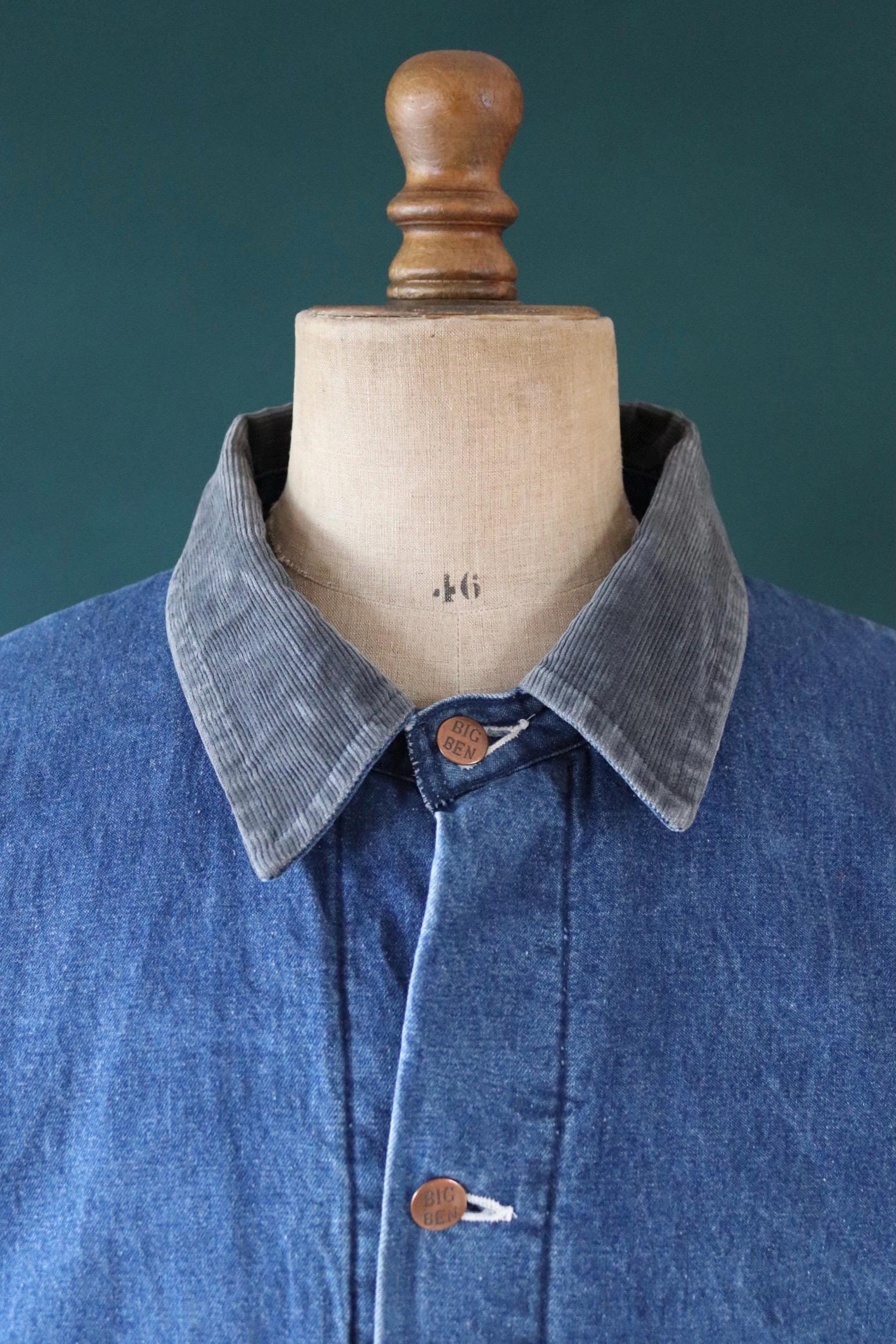 Vintage Big Ben denim chore jacket - blanket lined barn coat - 56" chest