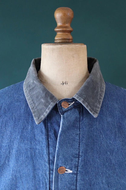 Vintage Big Ben denim chore jacket - blanket lined barn coat - 56" chest